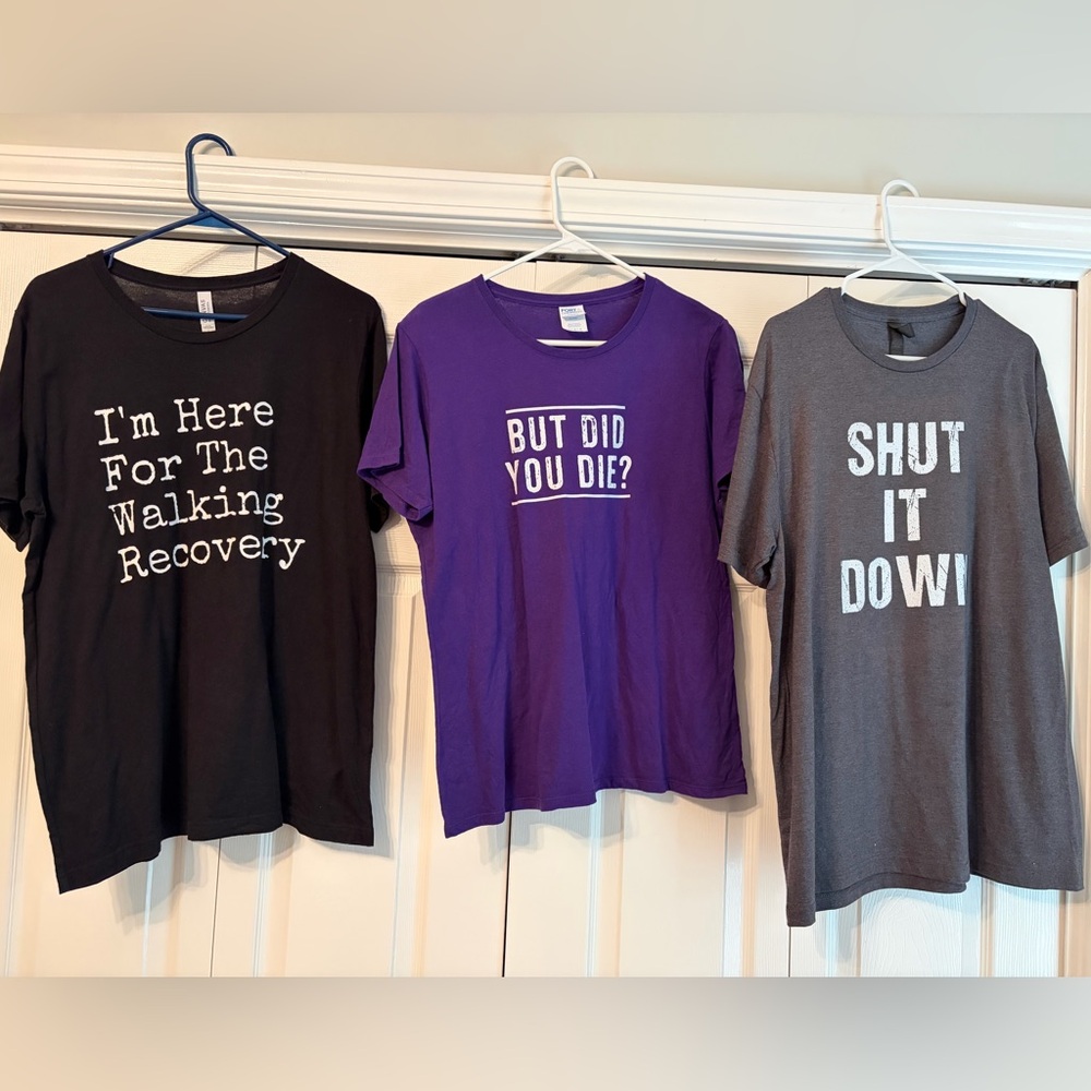 Set of 3 Fun workout tshirts for the gym - Large